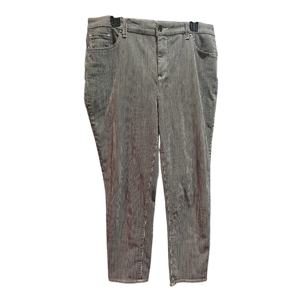 Chico’s So Slimming Jeans Women Sz 2.5 (14) Pinstriped Girlfriend Stretch Pants